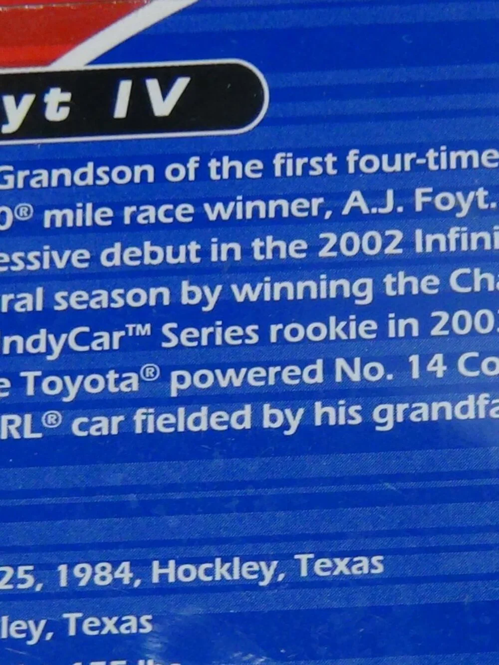 GREENLIGHT Indy Car Series AJ Foyt IV 1/64 Limited Edition 1 of 3500 Sealed 2003